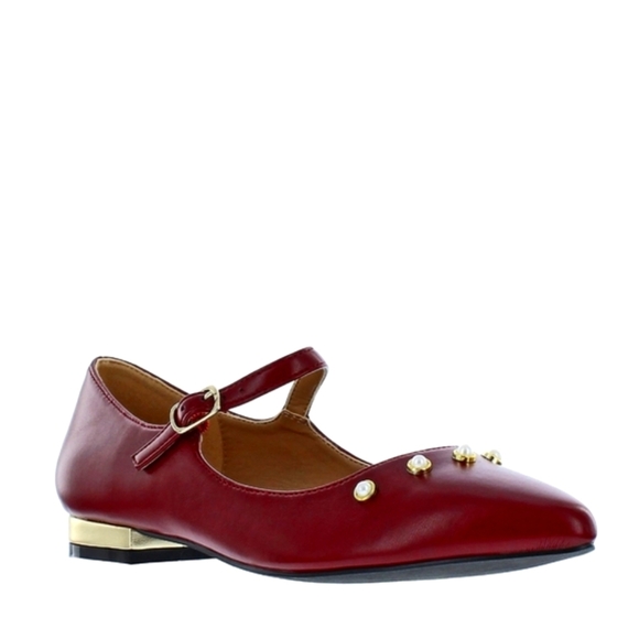 Draper James Miley Mary Jane Women's Red Flats with Pearl Details - Picture 8 of 9